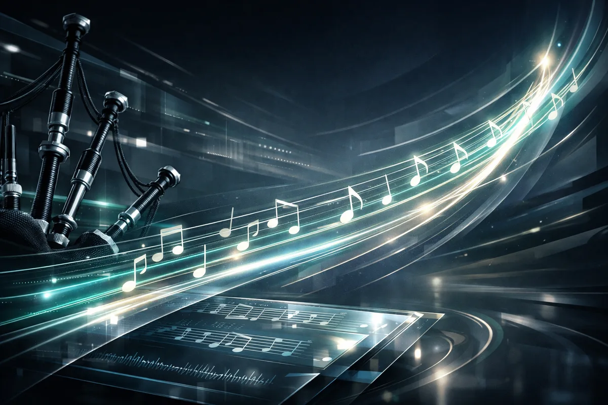 Connected global network of shared bagpipe music